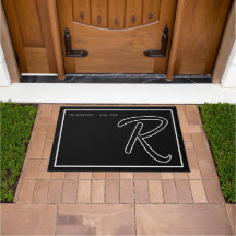 Nome da Família Monograma Moderno Preto e Branco e