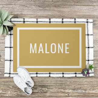 Tapete Nome da Família Personalizada Amarelo de Mostarda