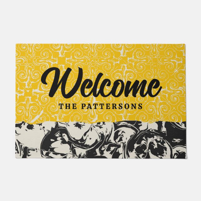 Tapete Nome da Família Preta Amarela do Abstrato meio séc (Frente)