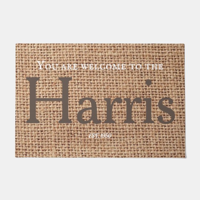 Tapete Nome da família rústico castanho na moda texto bur (Frente)