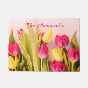 Tapete Nome Da Família, Tulipas Rosa E Amarelas