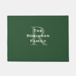 Tapete Nome da Família Verde e Bege Monogramado 