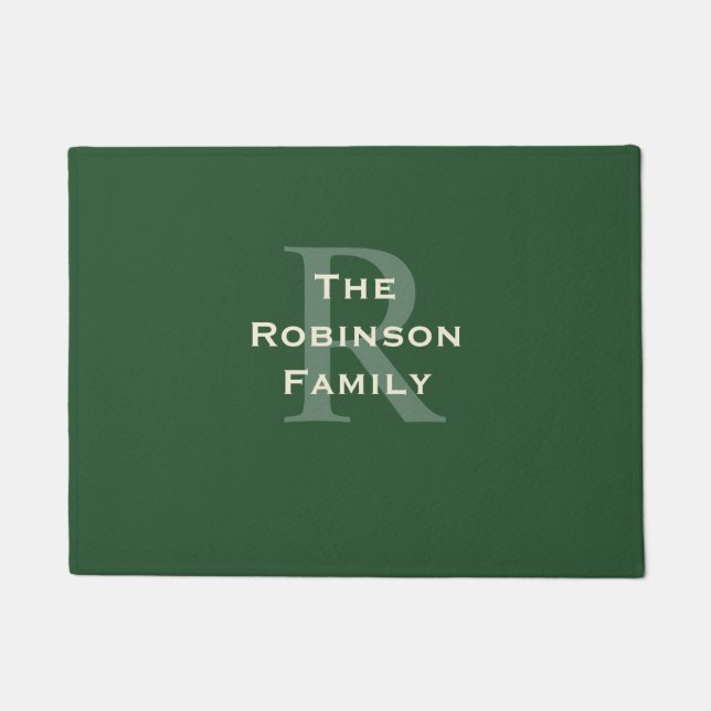 Tapete Nome da Família Verde e Bege Monogramado  (Frente)
