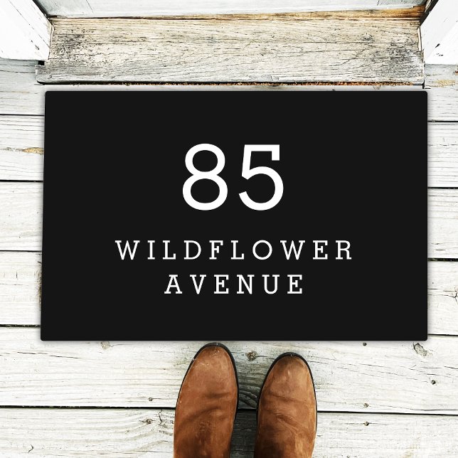 Tapete Nome da Rua do Número da Casa Endereço Preto Moder (Criador carregado)