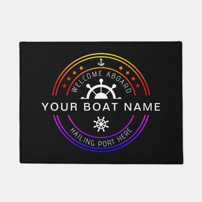 Tapete Nome de barco personalizado náutico colorido Bem-v (Frente)