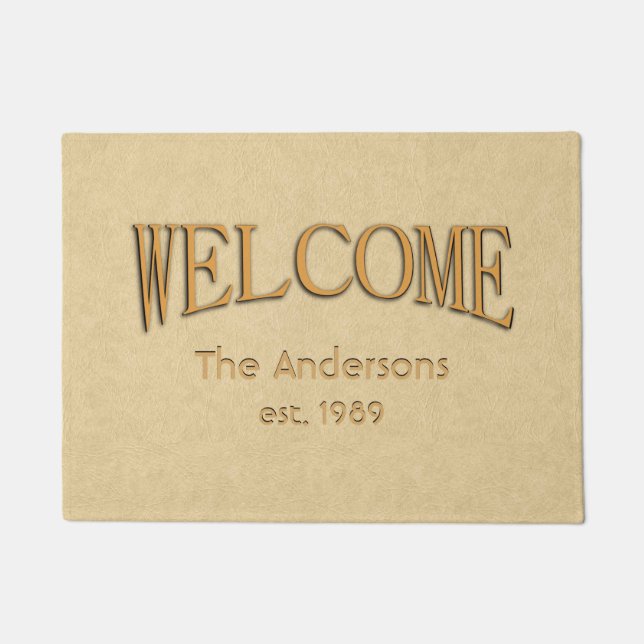 Tapete Nome de boas-vindas do Leather Look Estabelecido (Frente)