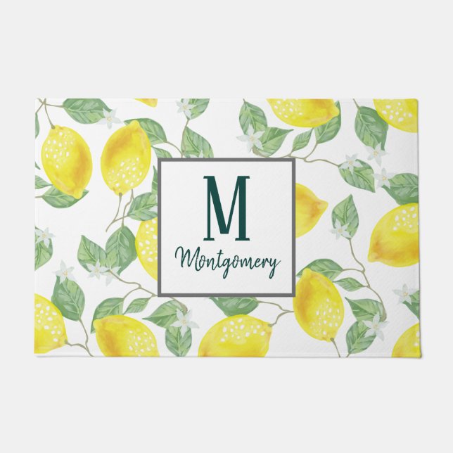 Tapete Nome de família chique dos limões da aguarela do (Frente)