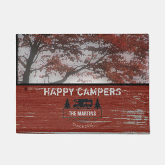 Tapete Nome de família de acampamento feliz rústico dos