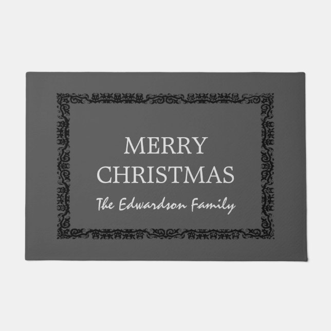 Tapete Nome de família rústico do Feliz Natal do quadro (Frente)