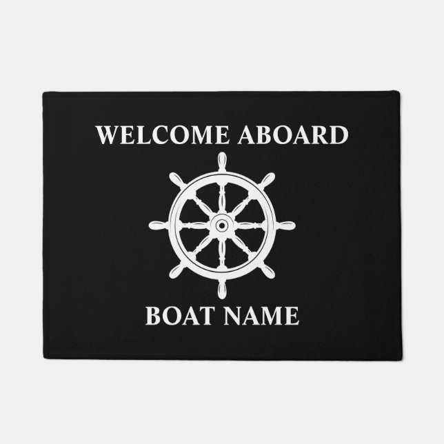 Tapete Nome do barco Navio náutico Navio Roda Helm Bem-vi (Frente)