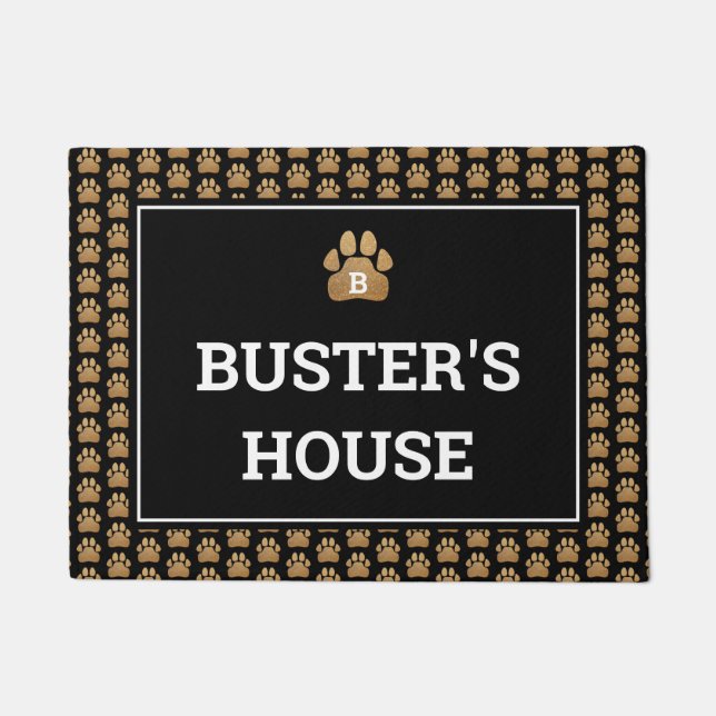 Tapete Nome do Cão de Impressão da Pintura Dourada Falsa (Frente)