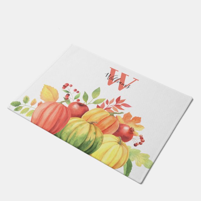 Tapete Nome do Monograma da Abóbora (Inclinado)