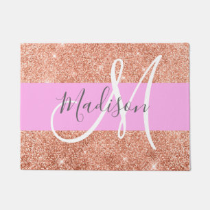 Tapete Nome do Monograma de Glitter Dourado Rosa Brilhant