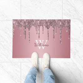 Tapete Nome do Monograma do Sparkle Drives Rosa Dourado d