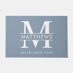 Tapete Nome do Monograma Personalizado Azul Elegante
