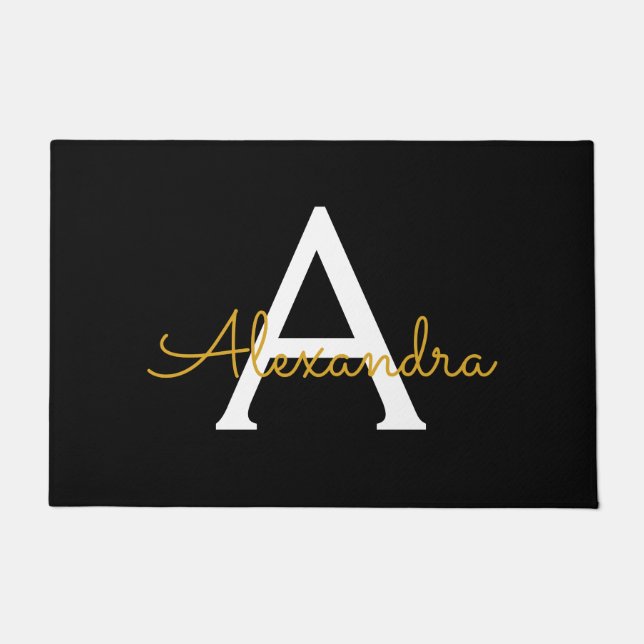 Tapete Nome do Monograma Rapariga de Script Moderno Doura (Frente)