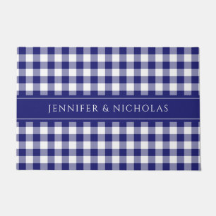 Tapete Nome Do Padrão Gingham Verificado A Azul E Branco