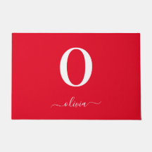 Nome do Script Monograma Personalizado Vermelho e 