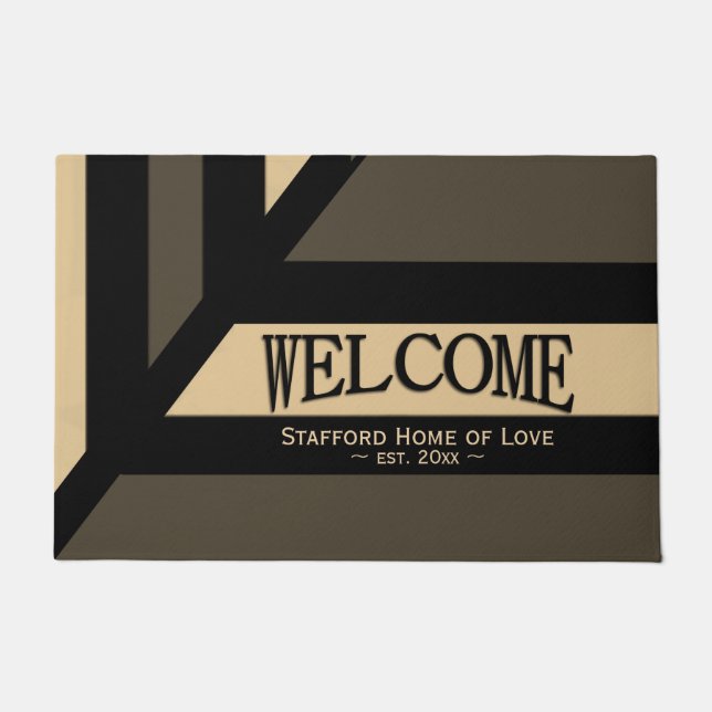 Tapete Nome Moderno da Faixa Escura e Data Estabelecida (Frente)