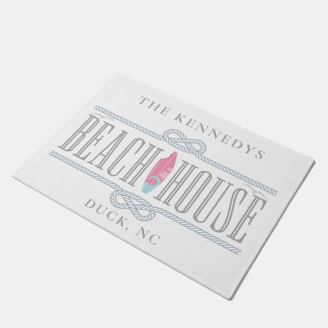 Tapete Nome Monograma da Casa de Praia Náutica (Inclinado)