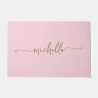 Nome Monograma Moderno em Dourado Script Rosa Bege