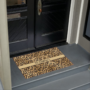 Tapete Nome Monograma Preto Dourado Estampa Leopardo Guep