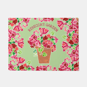 Tapete Nome Monogrammed floral dos gerânio vermelhos