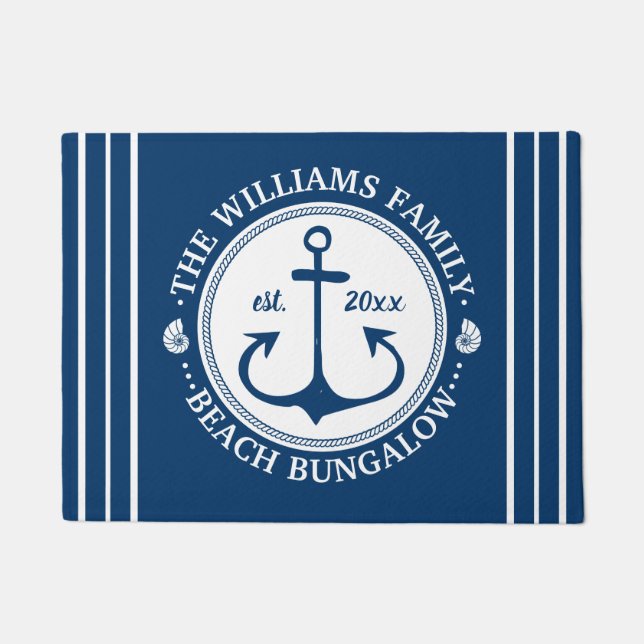 Tapete Nome náutico do costume da âncora do marinho do (Frente)