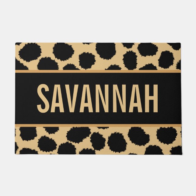 Tapete Nome Personalizado Cheetah Animal Print Pattern Cl (Frente)