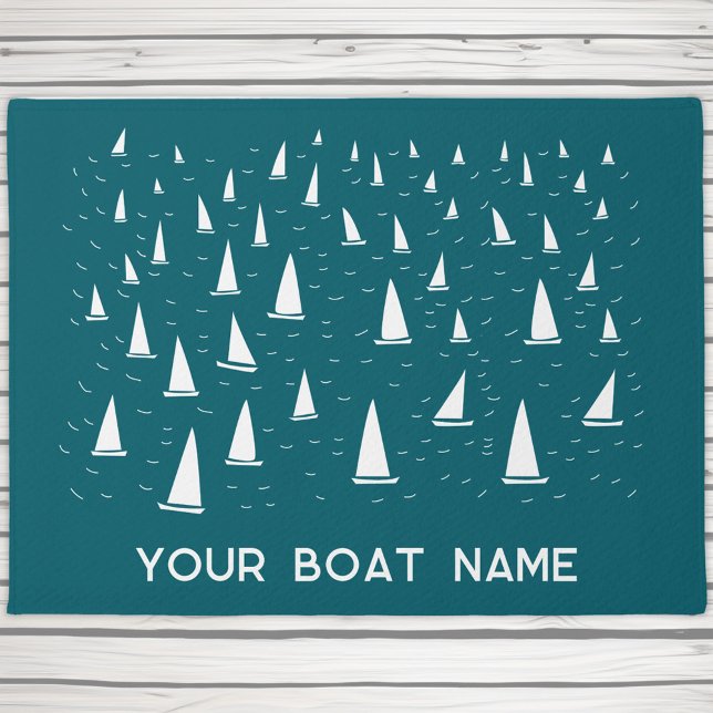 Tapete Nome Personalizado da Embarcação de Navegação Náut (Personalized boat name nautical sailing yacht race doormat)