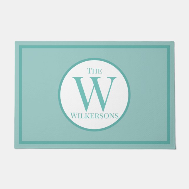 Tapete Nome Personalizado da Família e Inicial em Teal (Frente)