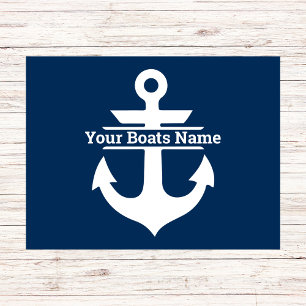 Tapete Nome Personalizado do Barco Âncora Azul Marinho Ná