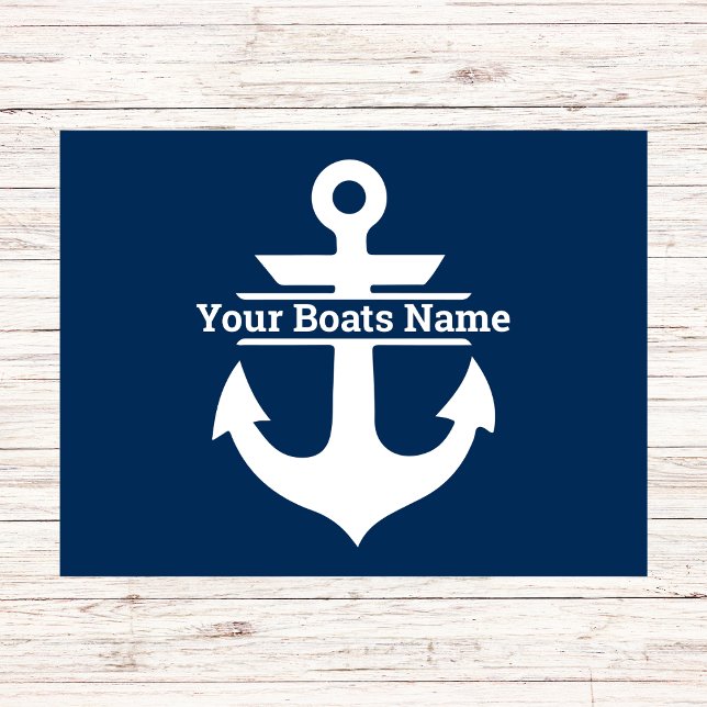 Tapete Nome Personalizado do Barco Âncora Azul Marinho Ná (Boat Mat)