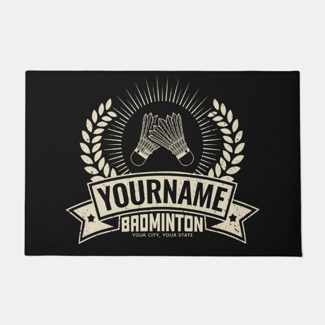 Tapete Nome Personalizado do Jogador de Badminton Racquet (Frente)