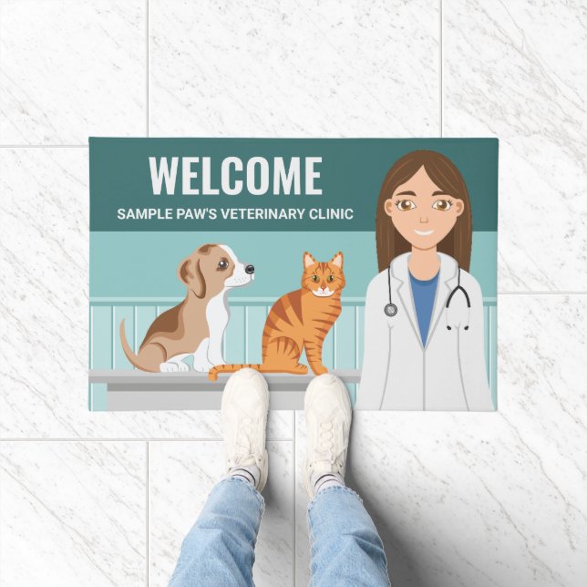 Tapete Nome Personalizado do Médico-Veterinário da Mulher (Interior)