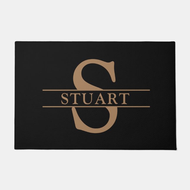 Tapete Nome personalizado do monograma Black Modern Welco (Frente)