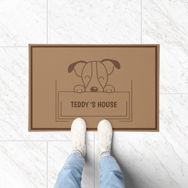 Tapete Nome personalizado do Sinal Brown DOG House (Interior)