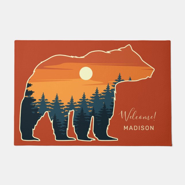 Tapete Nome personalizado e Floresta de Urso de Texto (Frente)
