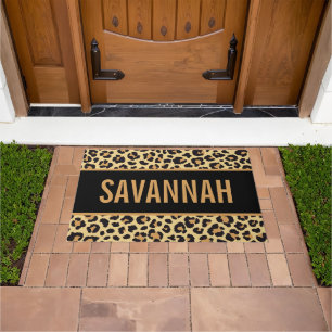 Tapete Nome personalizado Leopard Animal Print Patterno C