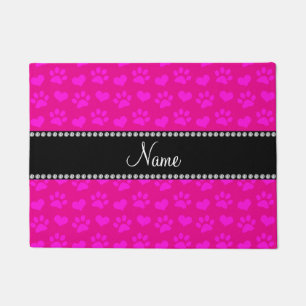 Tapete Nome personalizado neon hot rosa coração e patas