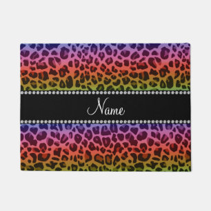 Tapete Nome personalizado padrão leopardo arco-íris