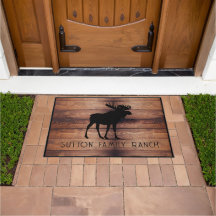 Nome Rustic Wood Family Name Moose Silhouette