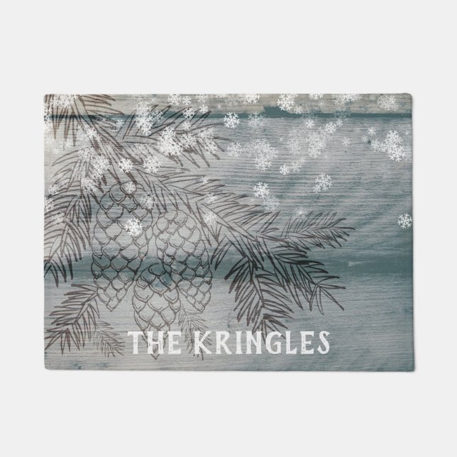 Tapete Nome rústico dos flocos de neve dos ramos de (Frente)