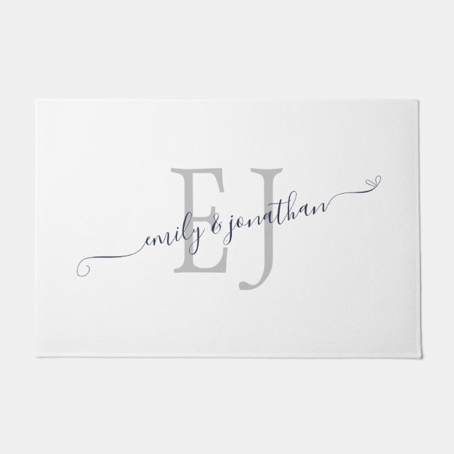 Tapete Nomes de Casais Iniciais do Monograma Branco (Frente)