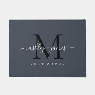 Tapete Nomes de Monograma de Chic por Ano Azul Escuro Est