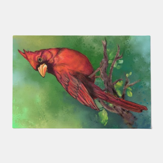 Tapete Northern Red Cardinal Bird Doormat (Frente)
