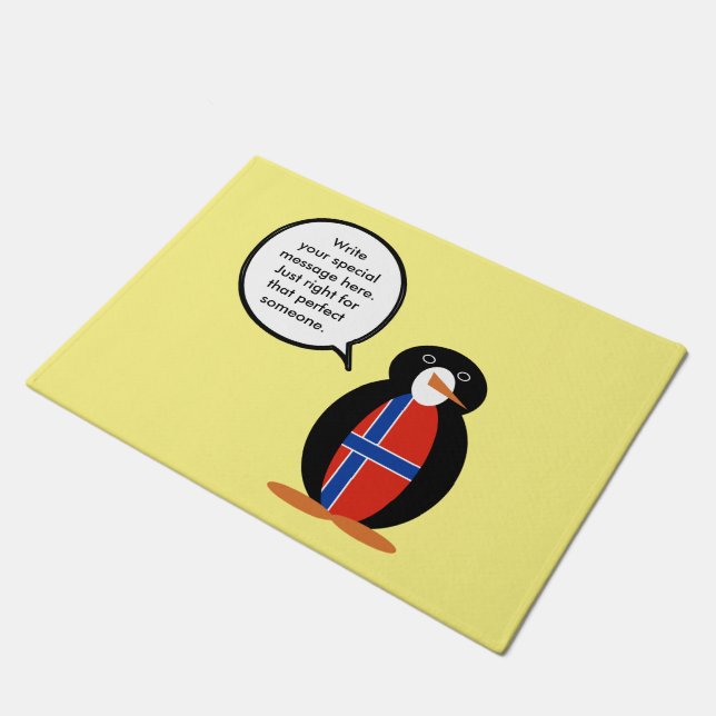 Tapete Noruega Falando Sra. Penguin Personalizada (Inclinado)