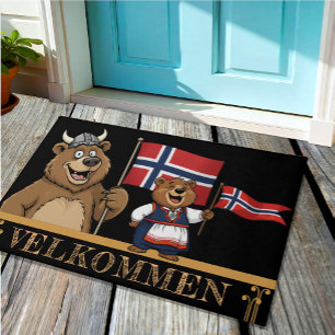 Tapete Noruega Velkommen Mat, bandeira norueguesa, Urso V