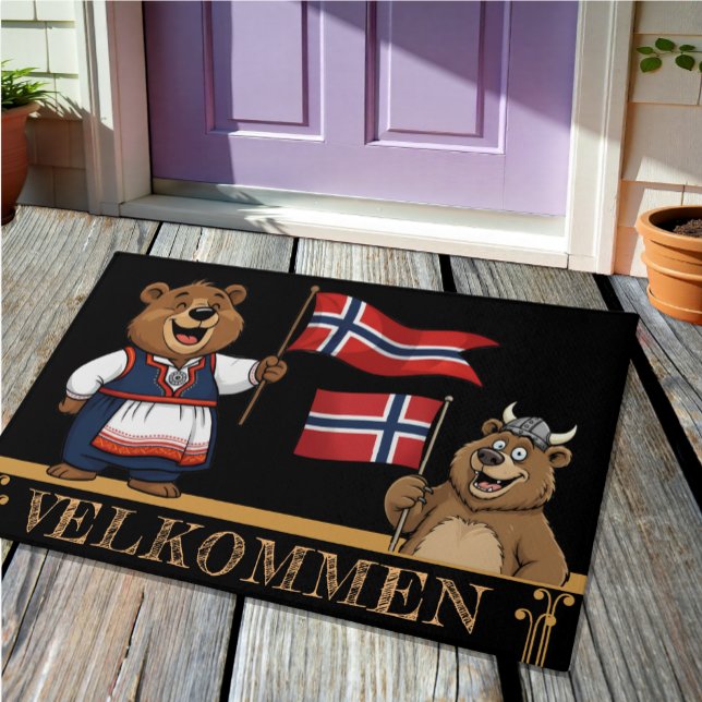 Tapete Noruega Velkommen Mat, Urso Viking, bandeira norue (Criador carregado)