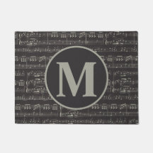Nota de música preta Vintage Monograma de padrão